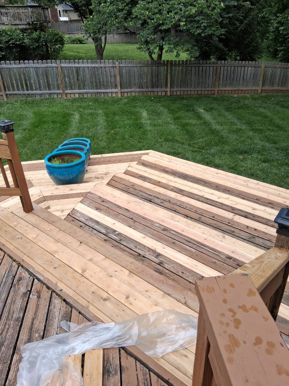 Deck restoration with new and existing boards