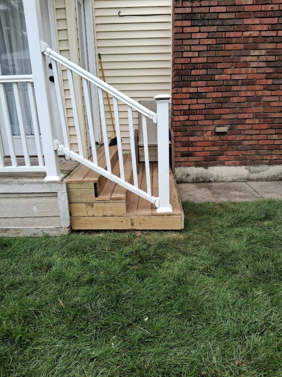 Completed porch repair viewed from the side